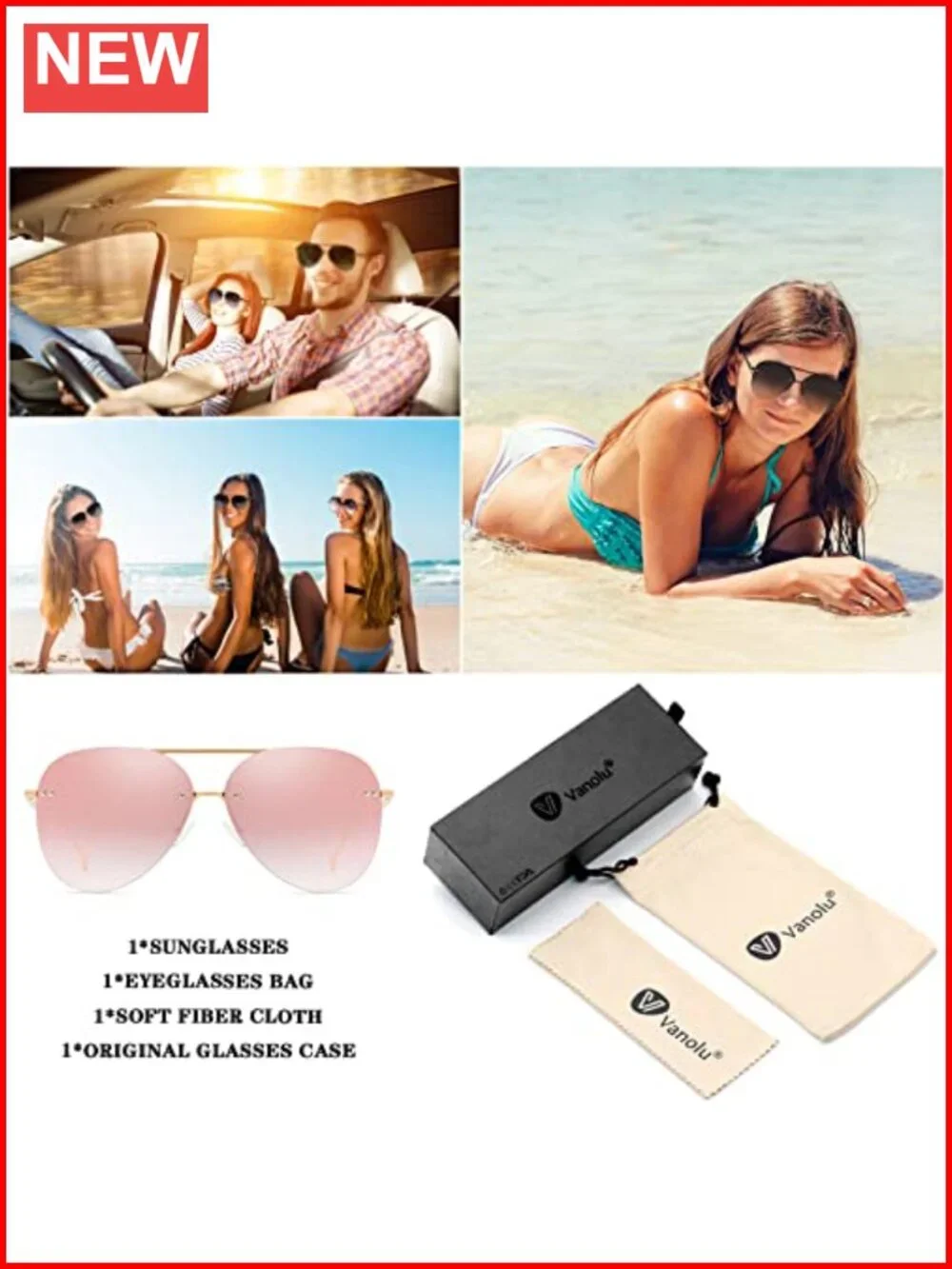 Retro Rimless Aviator Sunglasses Oversized Gradient Mirrored Lens UV Protection